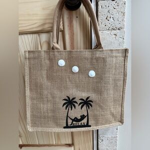 Custom lg burlap jute beach, grocery tote Easter basket 15.3 × 12.2 x 5.9 -#4.
